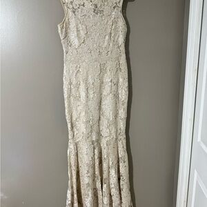 MARINA Lace Prom Dress in Cream